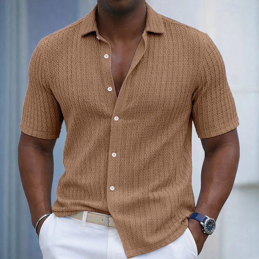 Camicia Uomo Manica Corta in Maglia Traforata